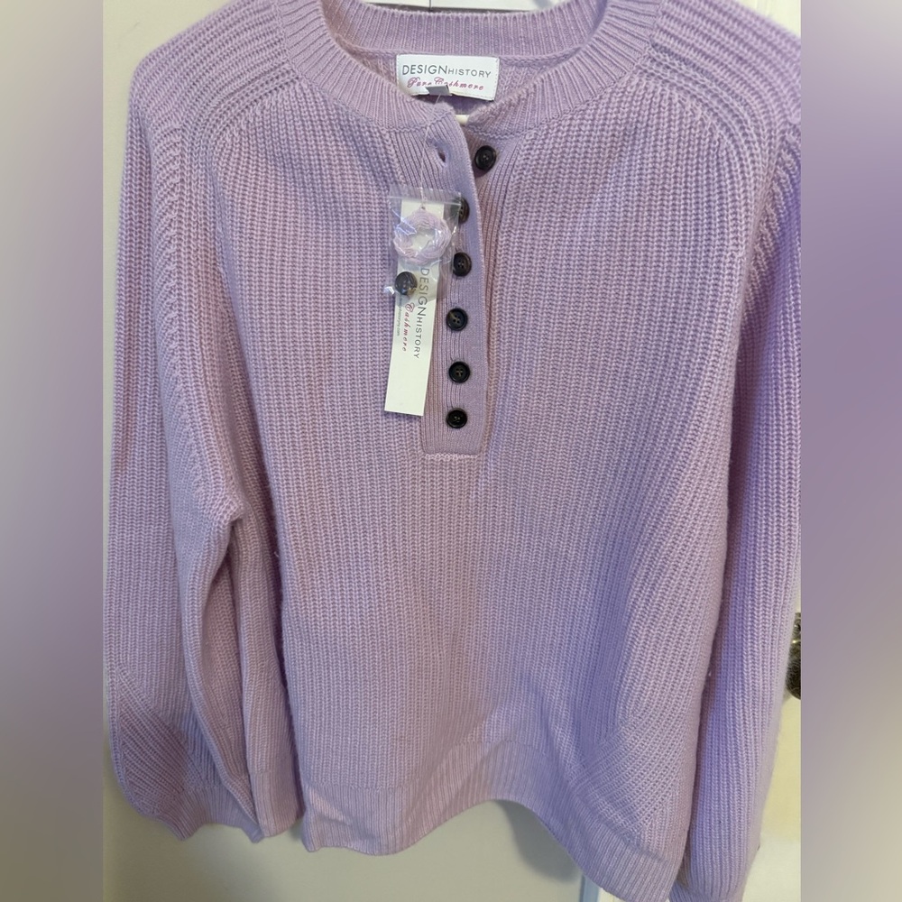 Design History Lavender Button-Up Sweater